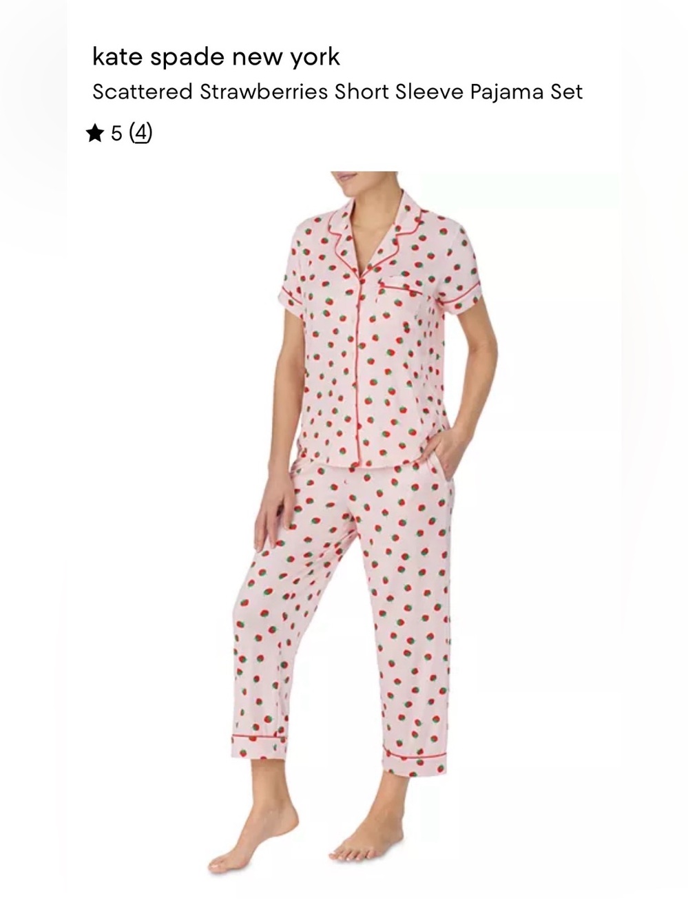 Kate Spade Scattered Strawberries Pajama Set Medium New